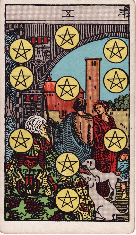 Dez de Pentáculos — carta do tarô Rider-Waite