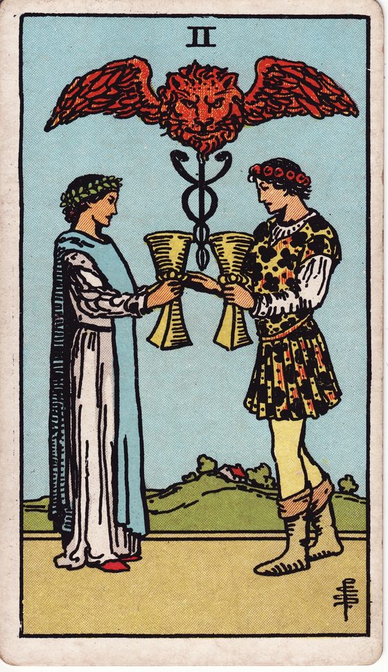 Dois de Copas — carta do tarô Rider-Waite