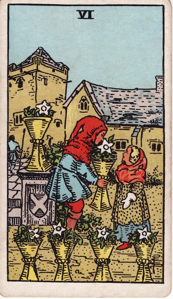 Seis de Copas — carta do tarô Rider-Waite