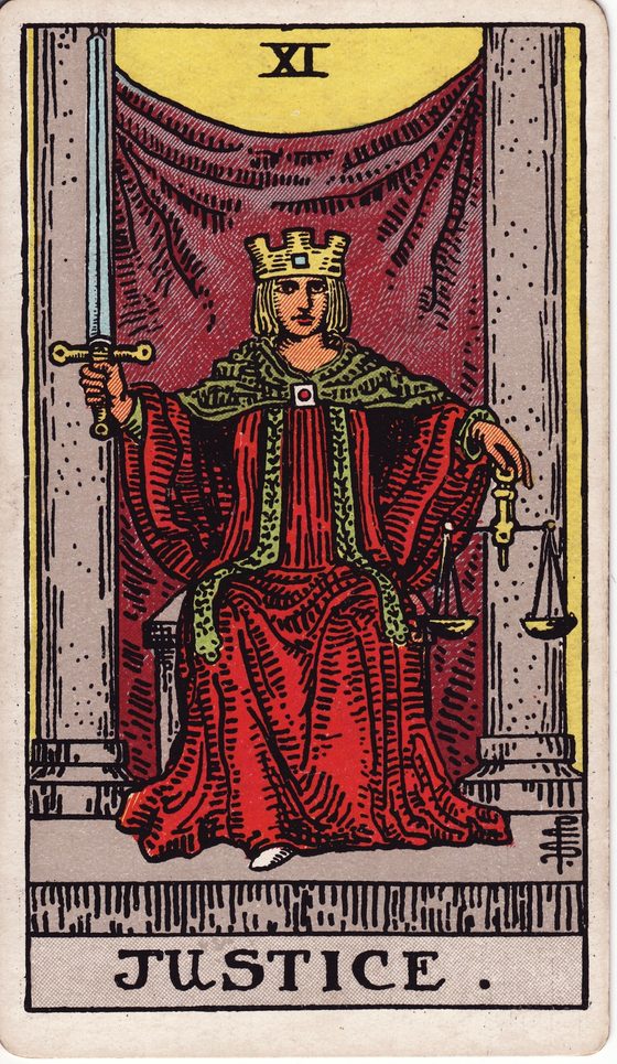 Justiça — carta do tarô Rider-Waite