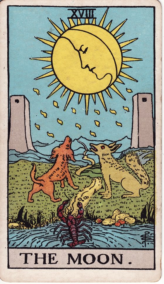 A Lua — carta do tarô Rider-Waite